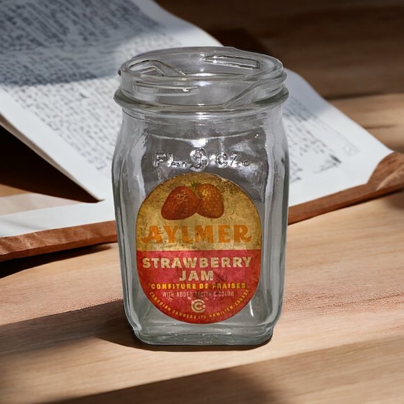 Vintage 1960s Empty Aylmer Jam Glass Jar no Lid Collectible - Picture 1 of 4